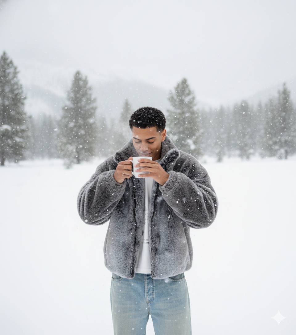 Oversize Kunstfelljacke – Two-Tone