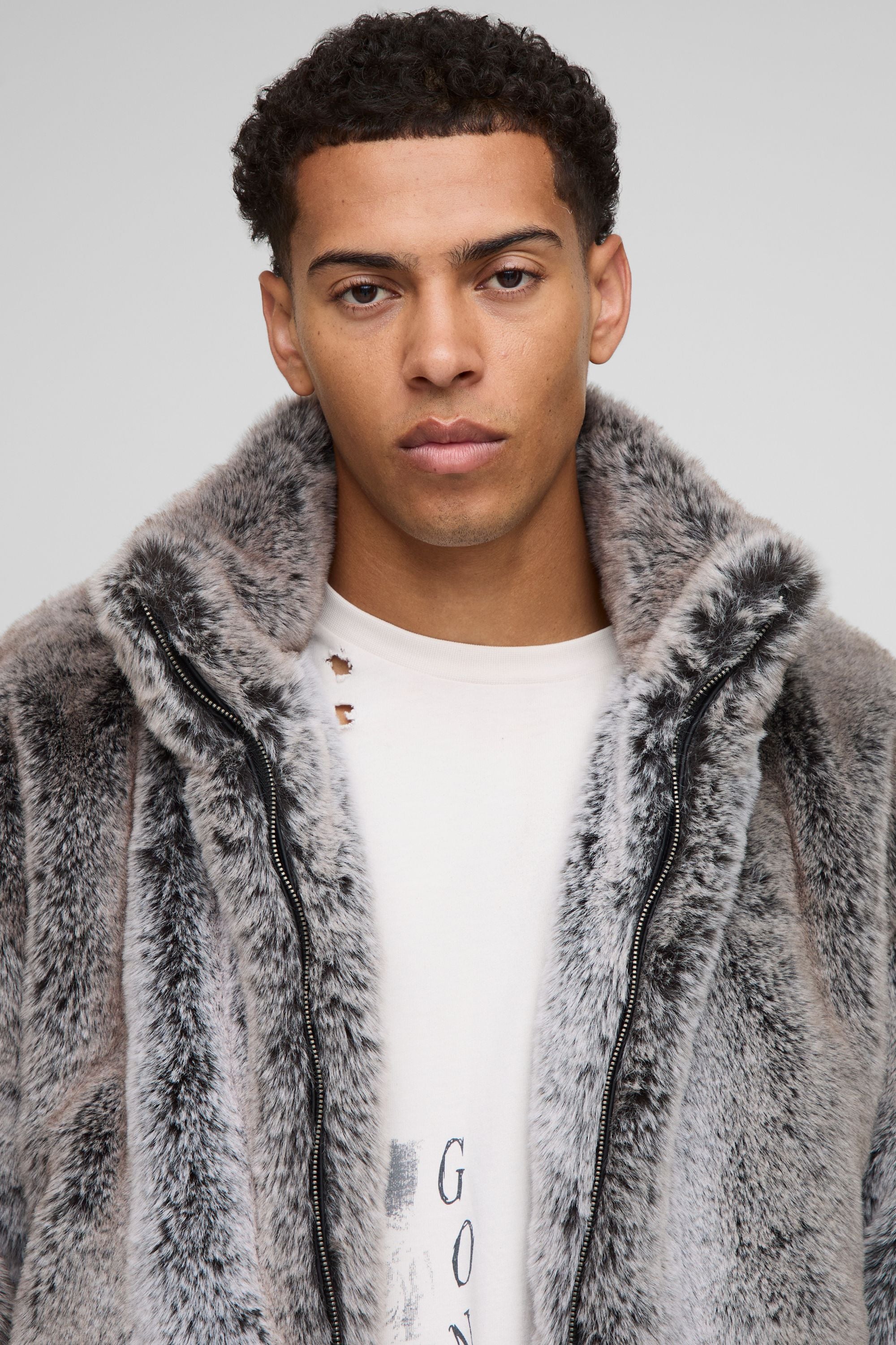 Oversize Kunstfelljacke – Two-Tone